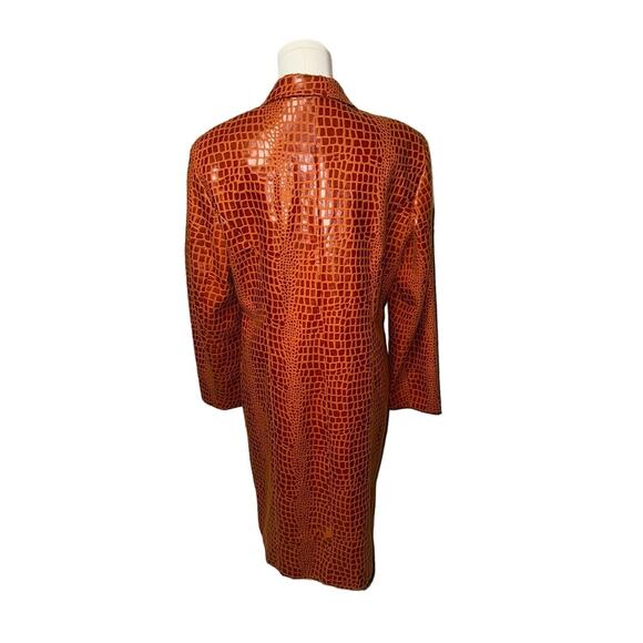 Selene Retro Faux Crocodile Print Copper Trench Sz L - Picture 3 of 7